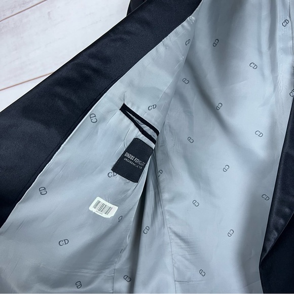 Christian Dior Monsieur Black Wool Tuxedo Suit 46R Satin Shawl Lapel USA Blazer - Picture 3 of 10